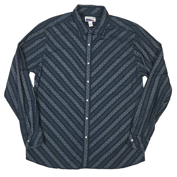 Black and Gray Printed Western Pearl Snap Shirt Lane Vintage XL - Picture 1 of 7